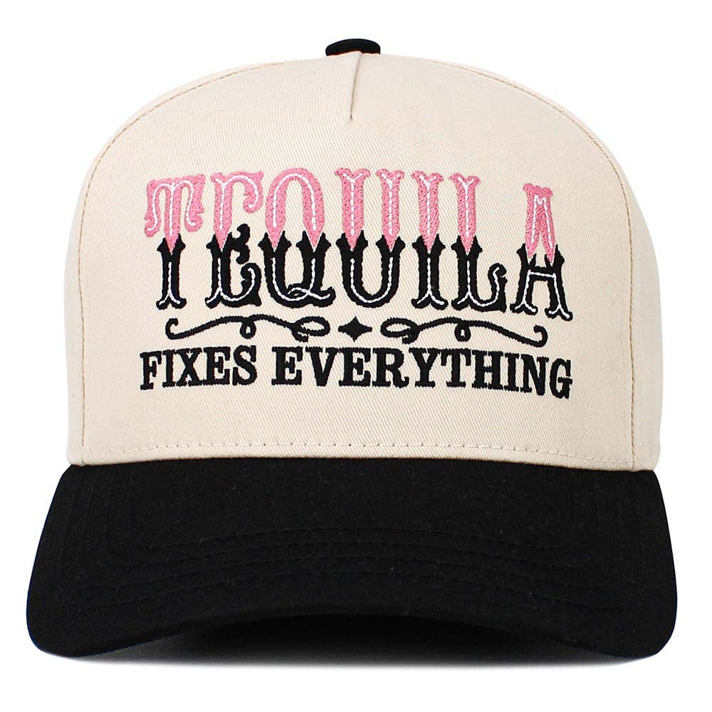 Tequila Fixed Everything Message Embroidered Snapback Baseball Cap