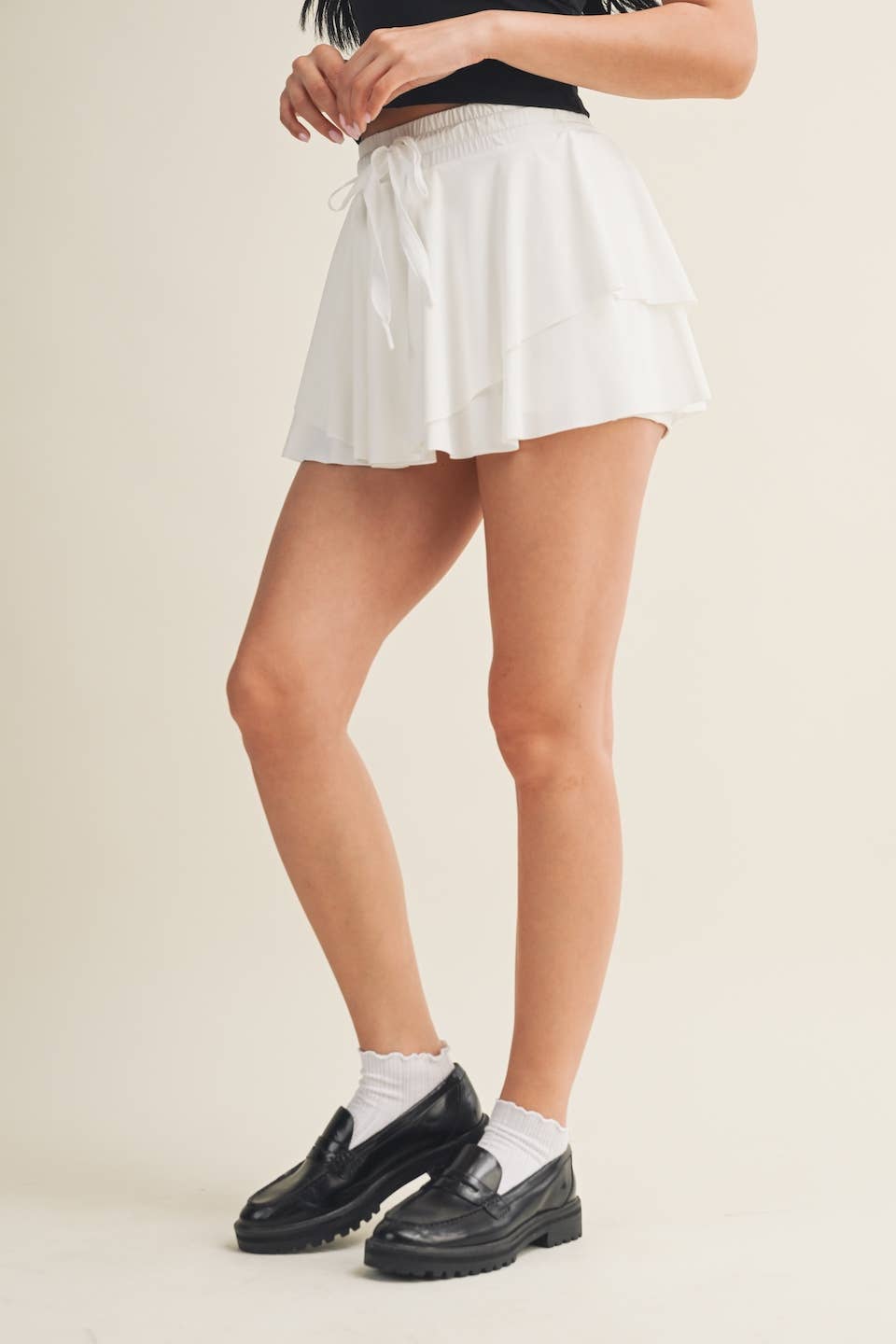 Flowy Mini Skort with Drawstring