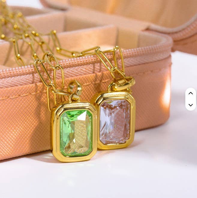 18k Stainless Steel Baguette Necklace