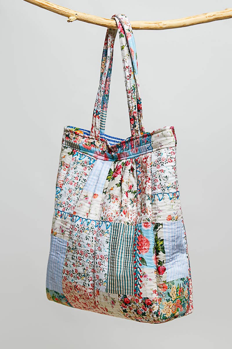 Quilted Patchwork Print Shoulder Tote Bag