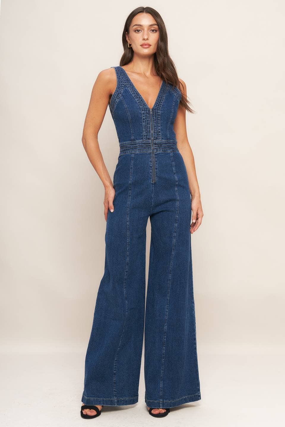 washed denim jumpsuit