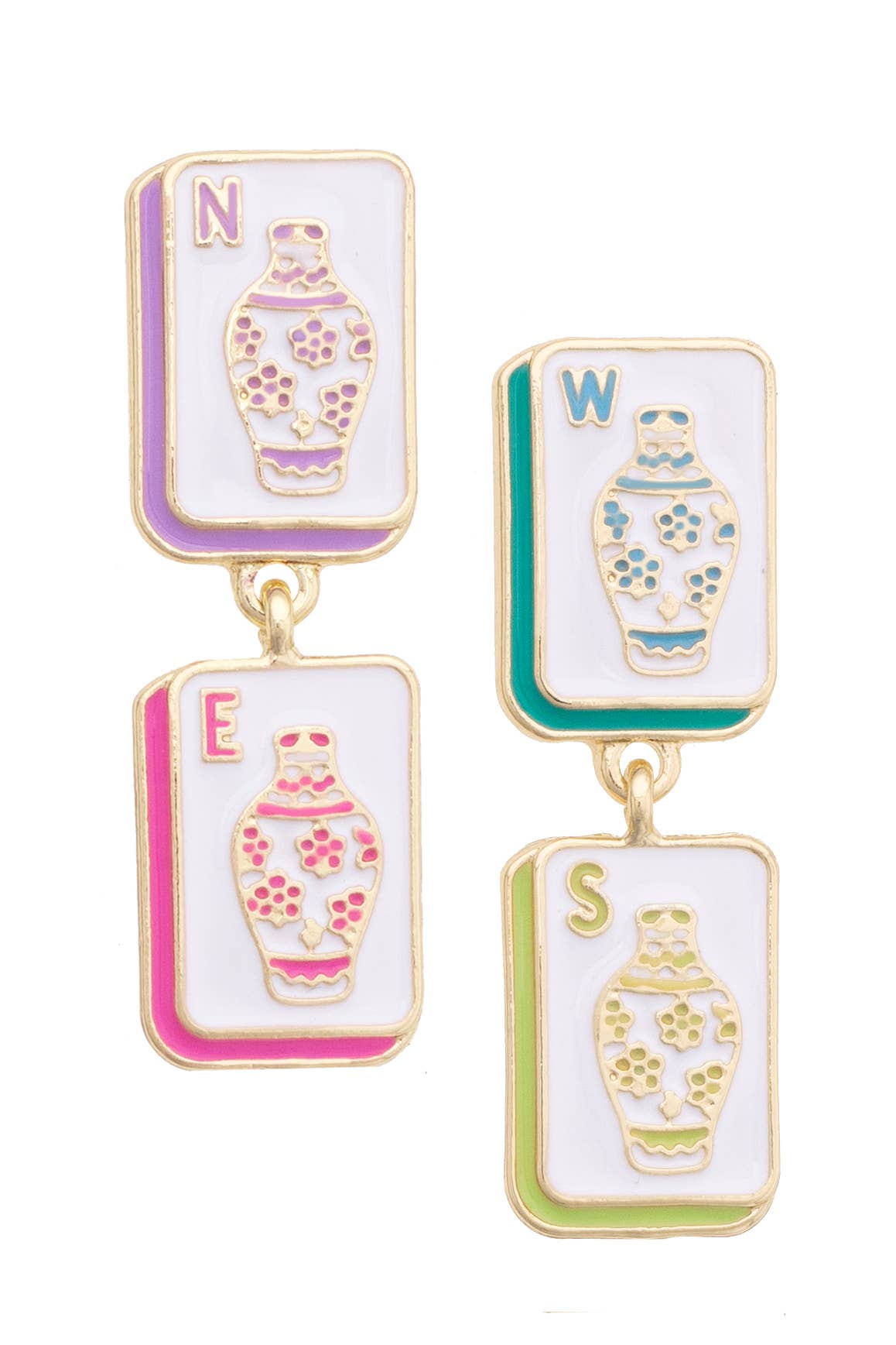 Four Winds Enamel Earrings in Pastel Multi