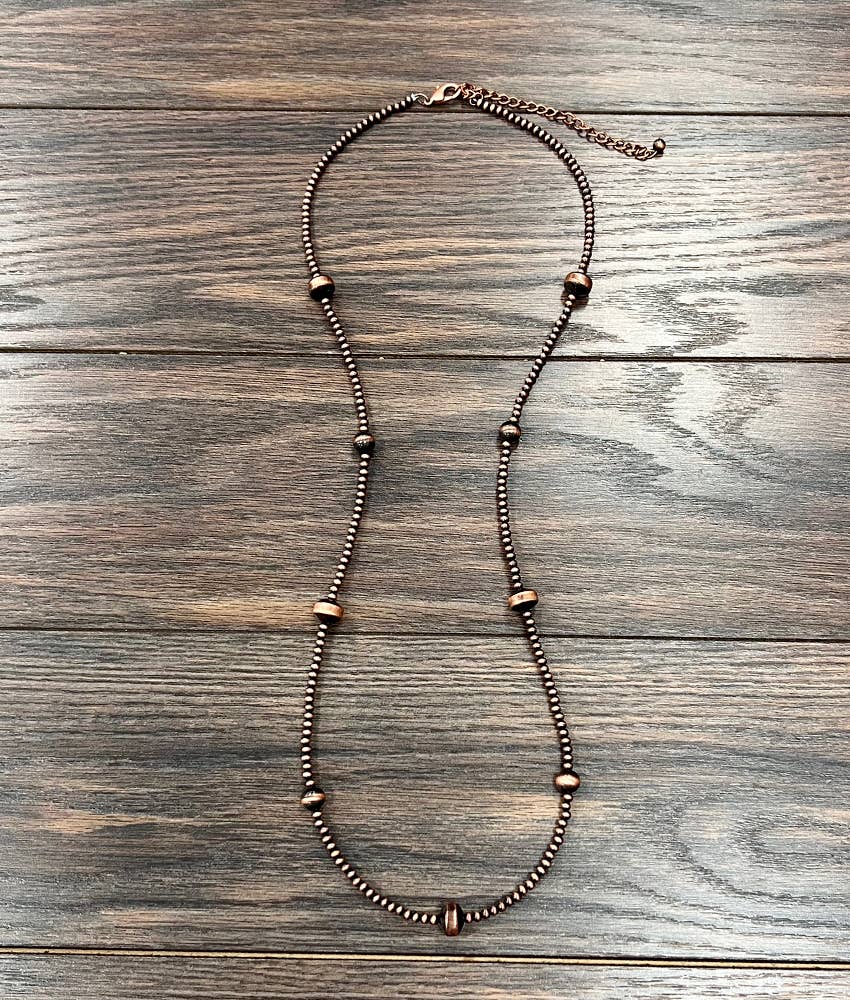738984, Handmade 34" Copper Navajo Bead Necklace