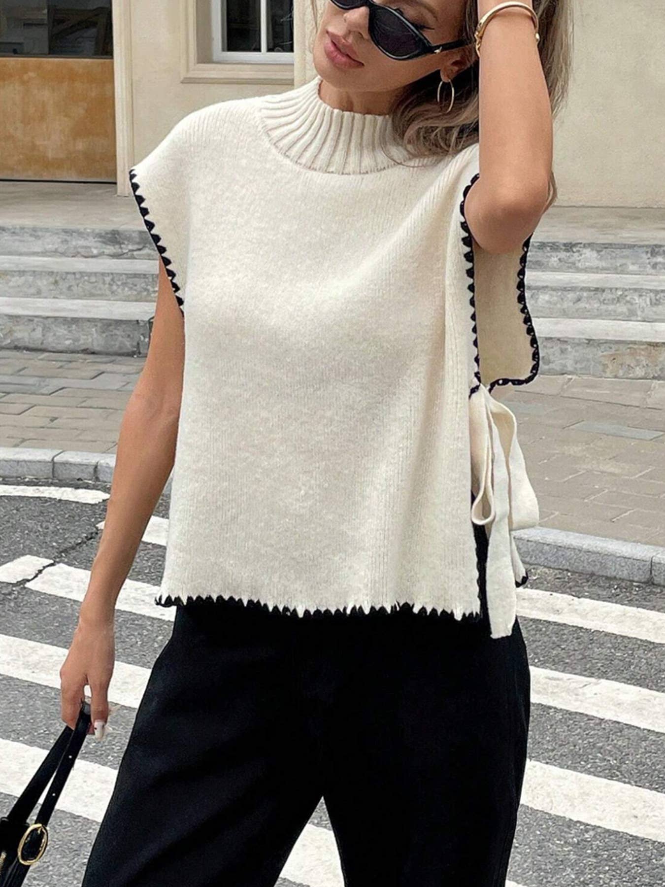 Bow Tie Sleeveless Knit Vest