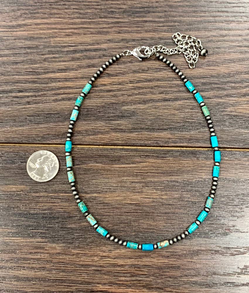 734956, Handmade 16" Navajo 8mm Gemstone Necklace
