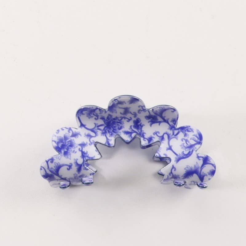 VINTAGE PORCELAIN STYLE HALF MOON HAIR CLAW CLIPS