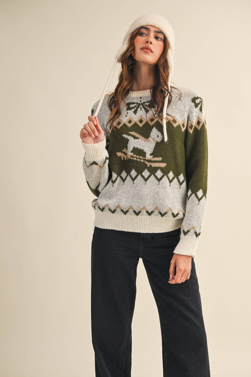 DOG MOTIF SWEATER PULLOVER
