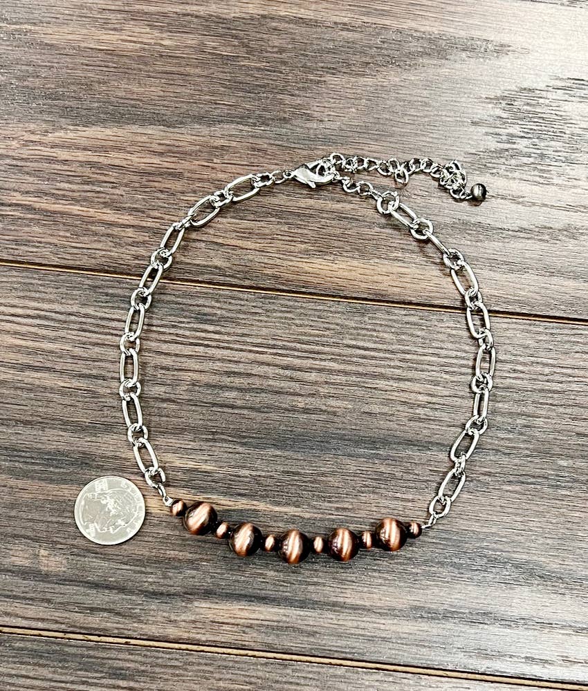 Handmade 15" Copper Navajo Bead Necklace