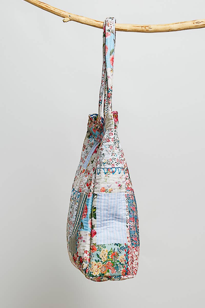 Quilted Patchwork Print Shoulder Tote Bag