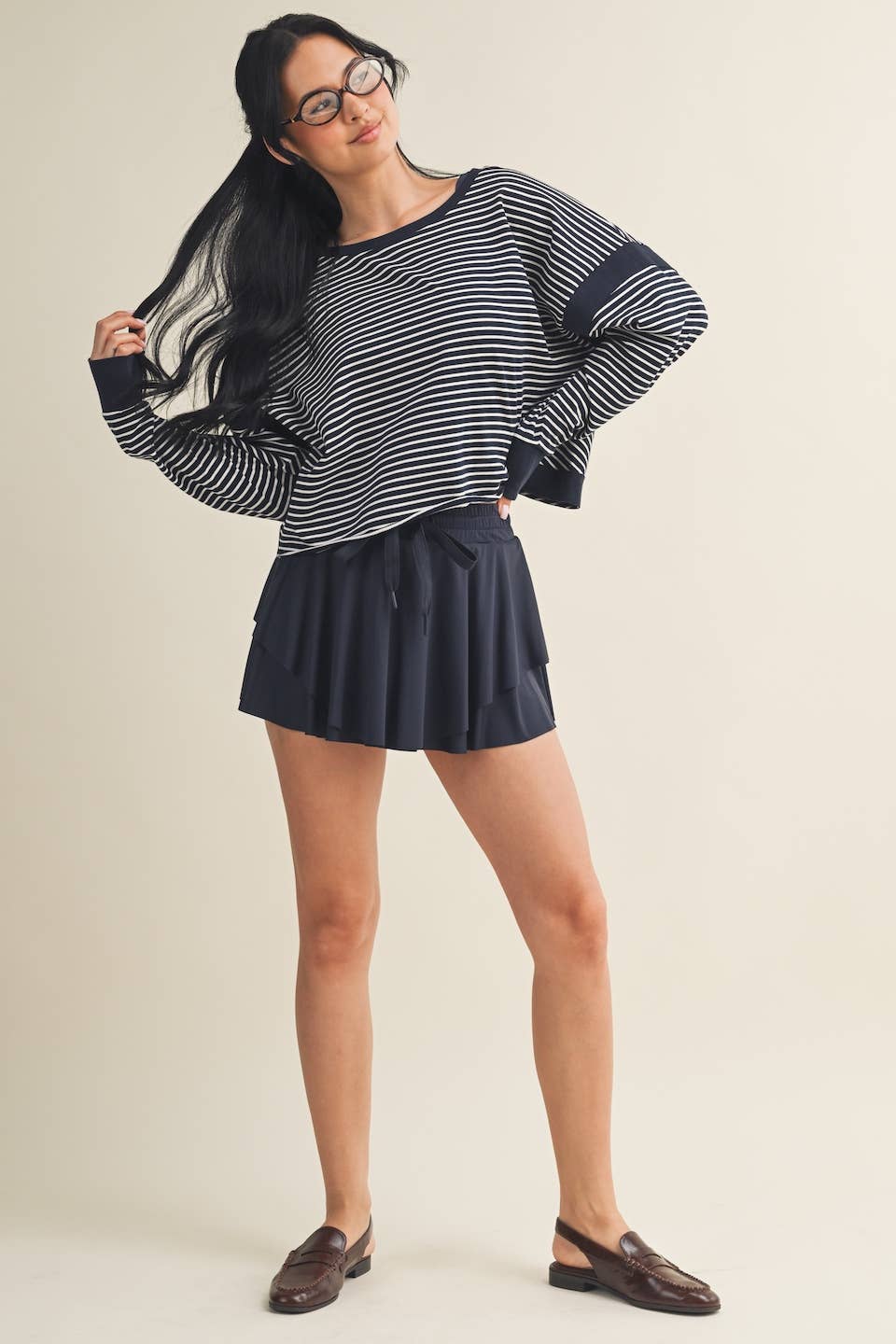 Flowy Mini Skort with Drawstring