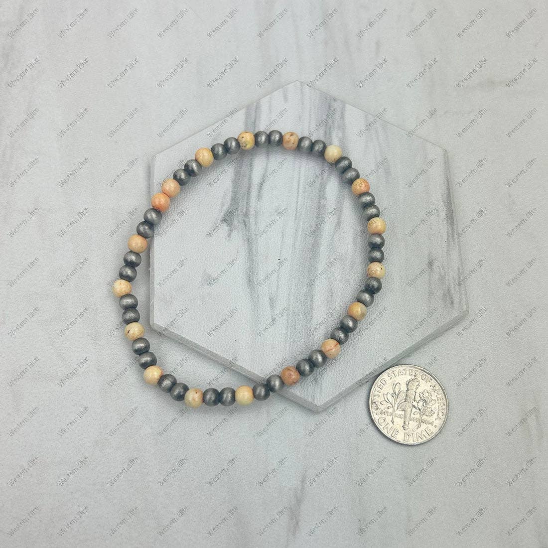 Silver Navajo pearl with light pink turquoise stone beads Bracelet