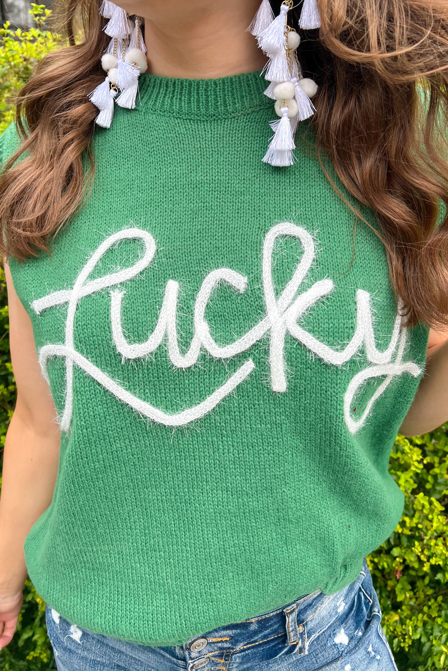 Lucky Charm Tinsel Sweater Vest