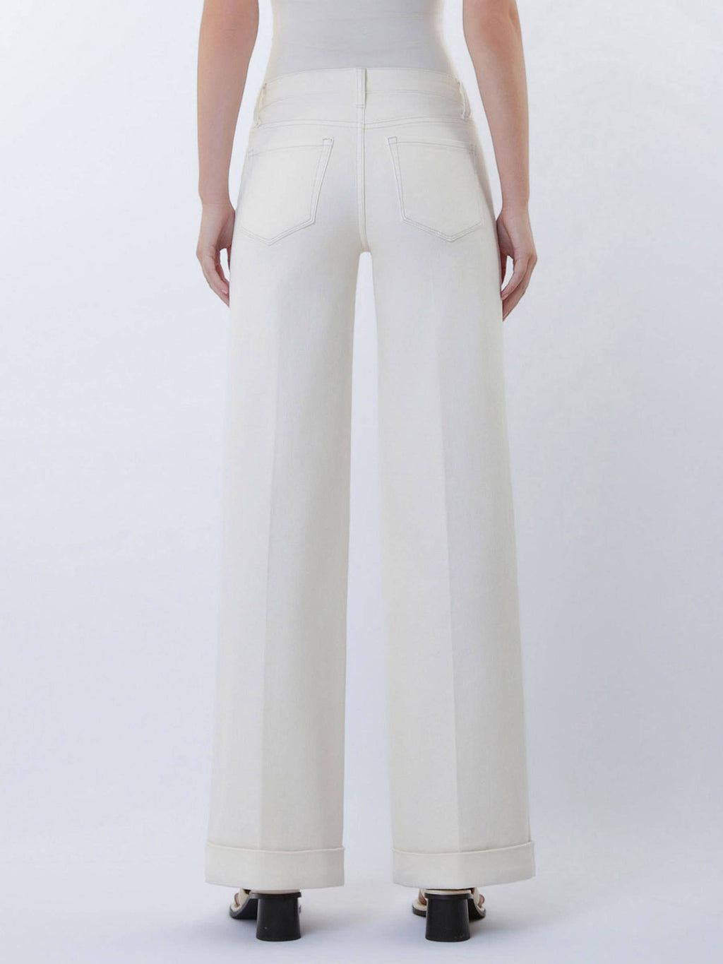 MID RISE TROUSER PRESSED CUFFED WIDE LEG JEANS