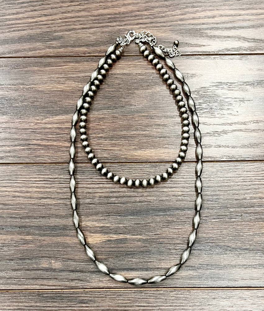739533, Handmade 24" 2-strand Navajo Bead Necklace