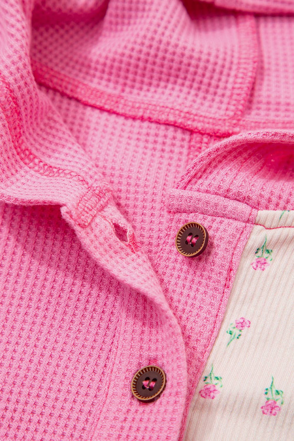 Pink Texture Floral Patched Hooded Oversize Pullover
