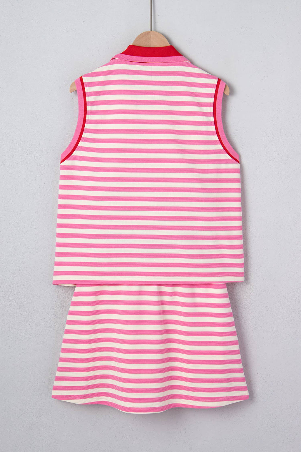 Striped Quarter-Zip Sleeveless Top & Skort Set