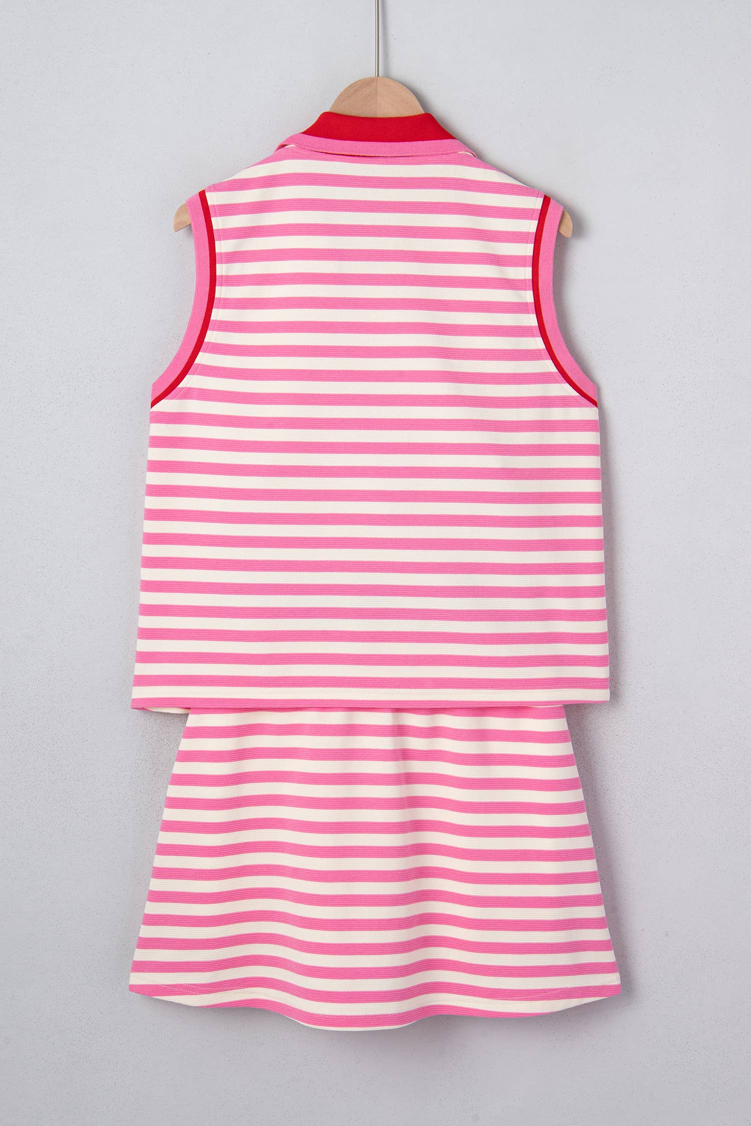 Striped Quarter-Zip Sleeveless Top & Skort Set