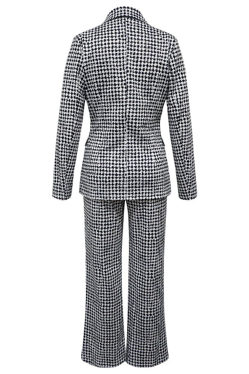 Plaid Double-Breasted Blazer Pants Set