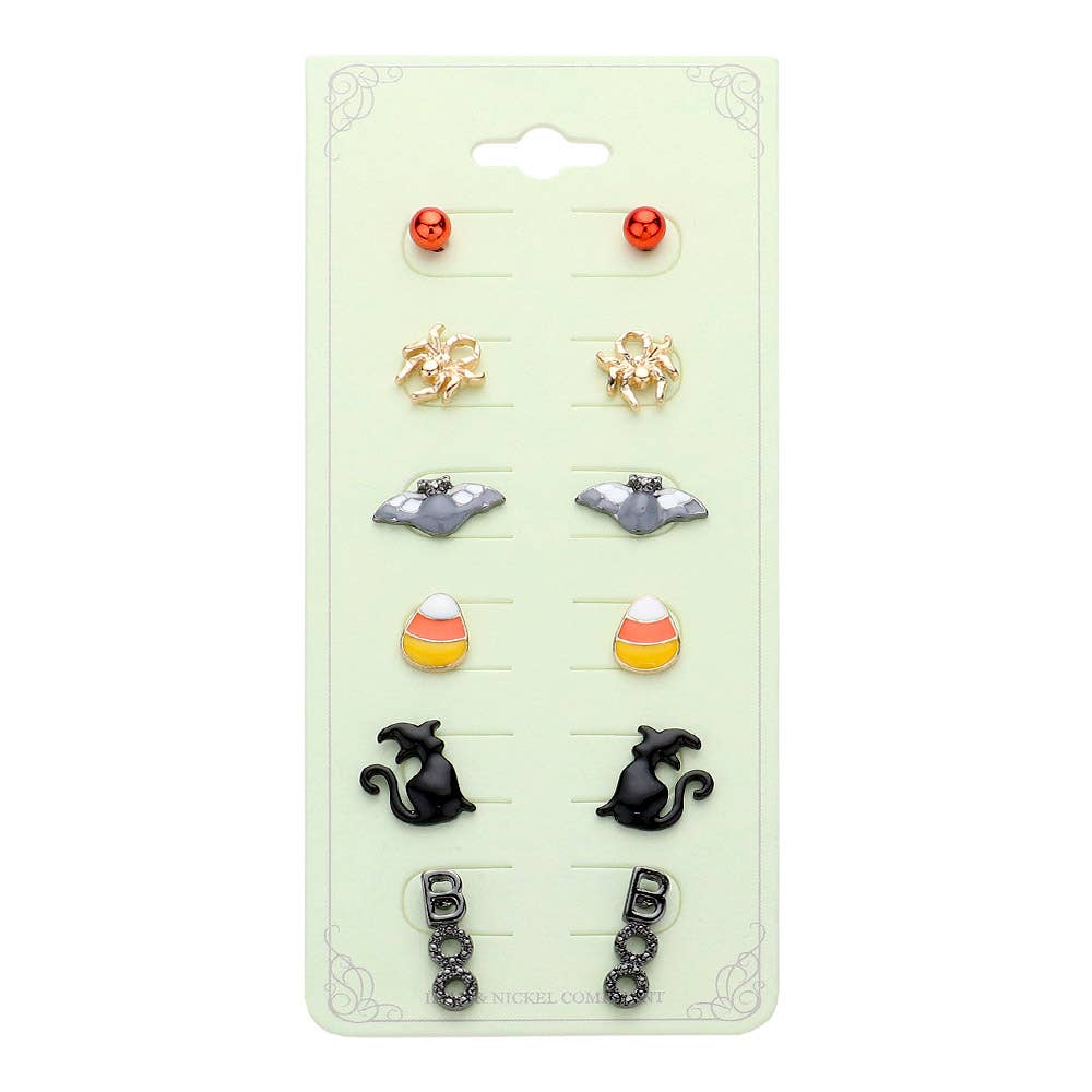 6Pairs - Halloween Mini Stud Earring Set