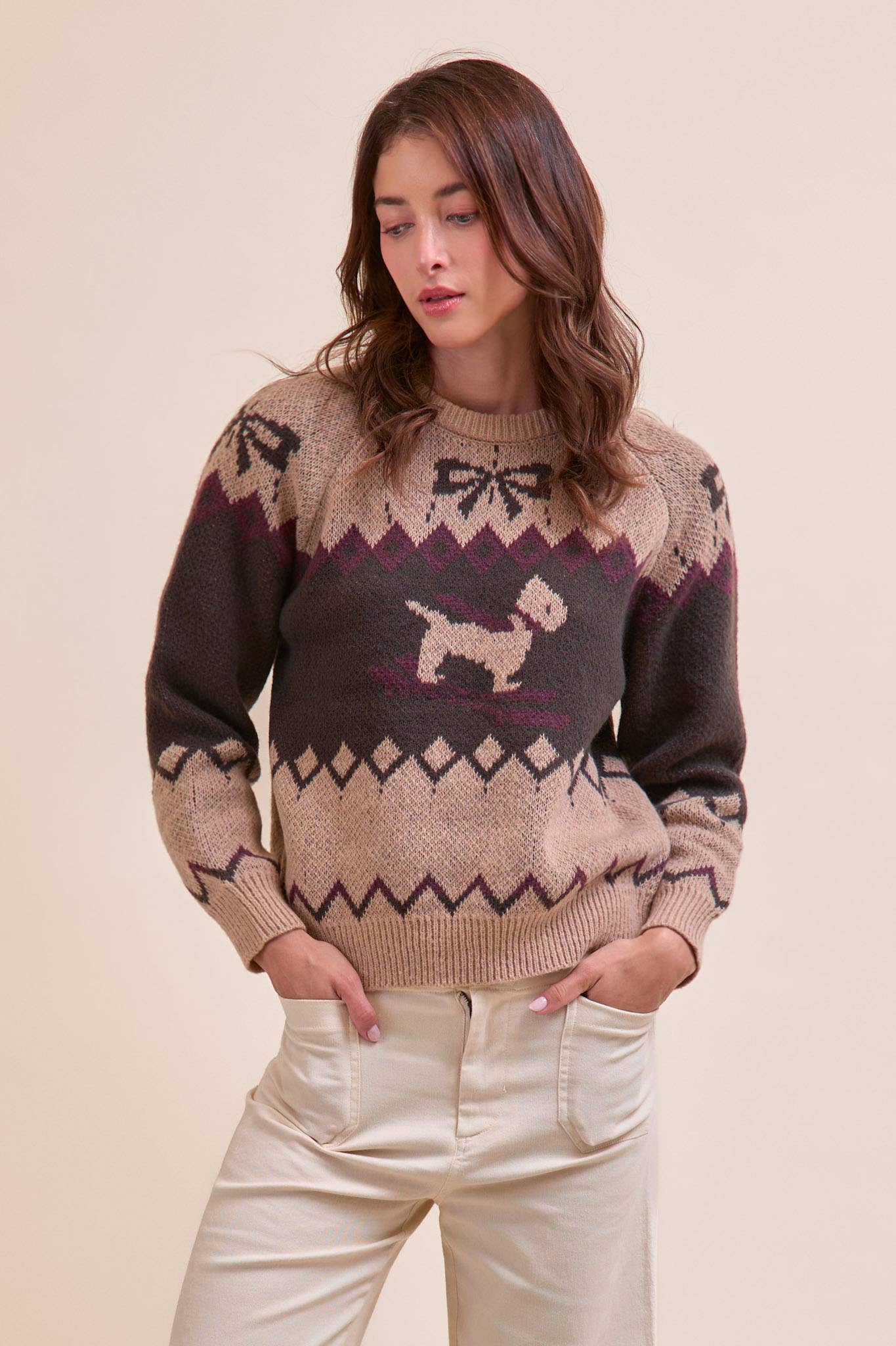 DOG MOTIF SWEATER PULLOVER