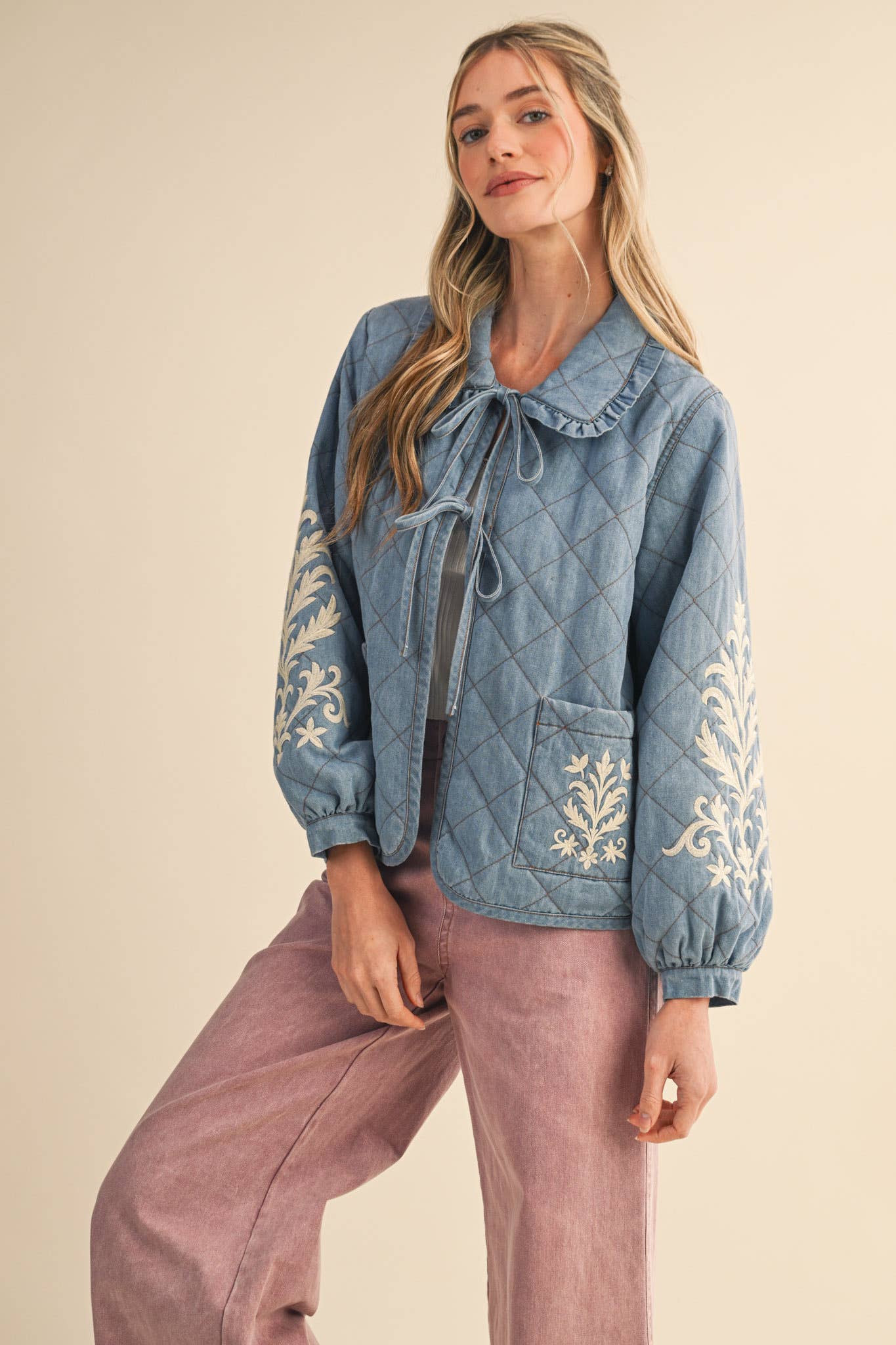 QUILTED JACKET WITH EMBROIDERY