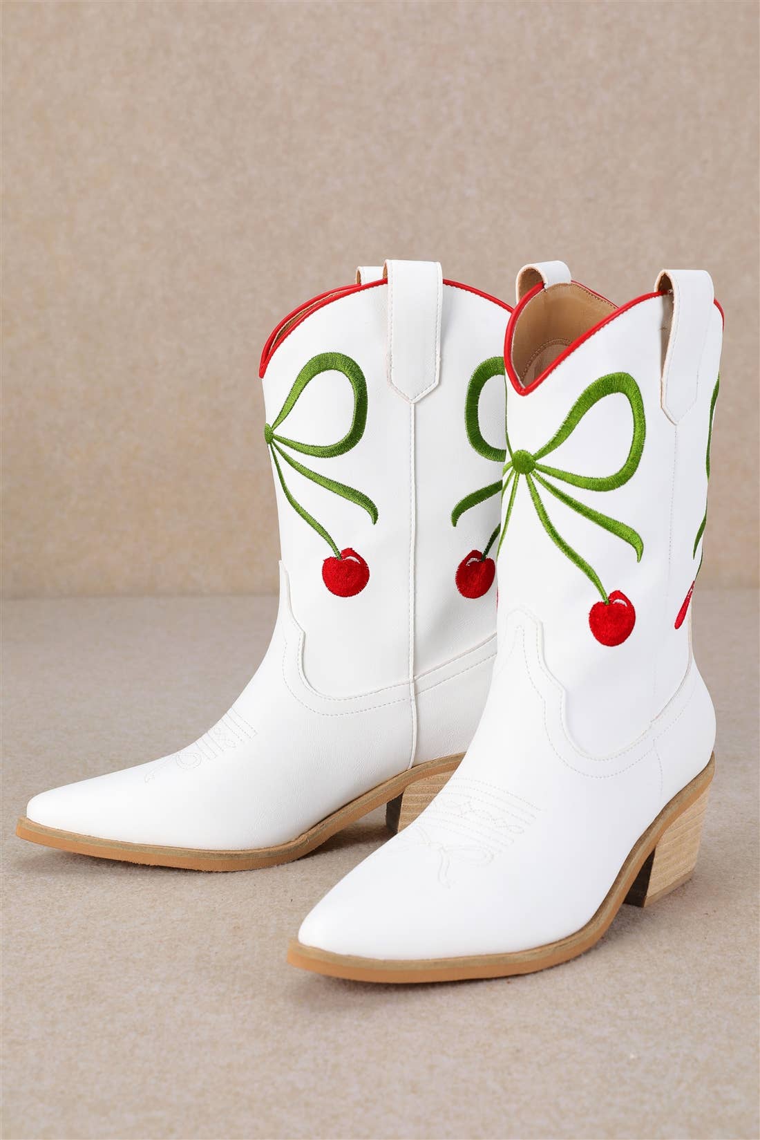 ZETA RIBBON EMBROIDERY WESTERN ANKLE BOOTS
