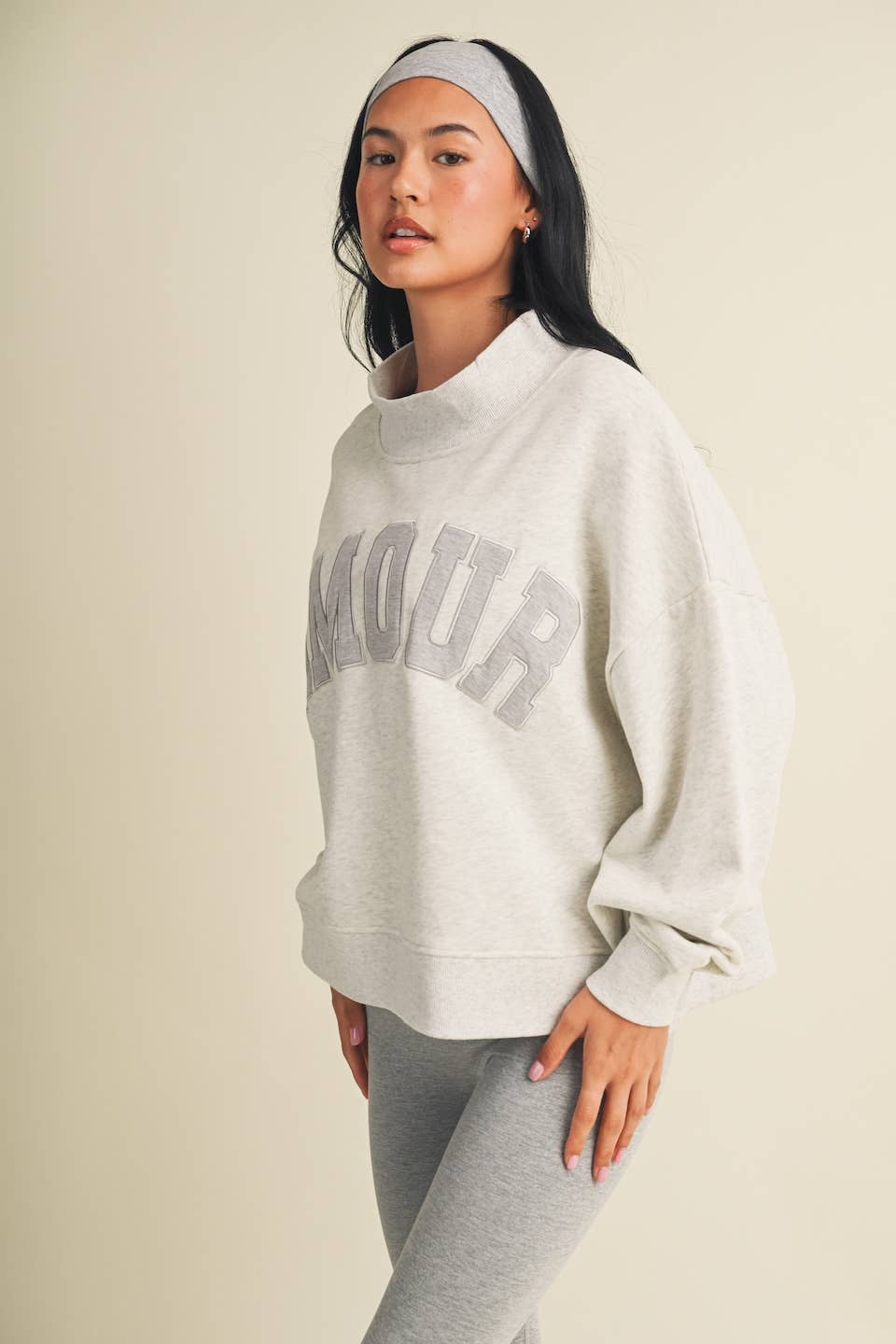 Amour Oversized Mock Neck Sweatshirt